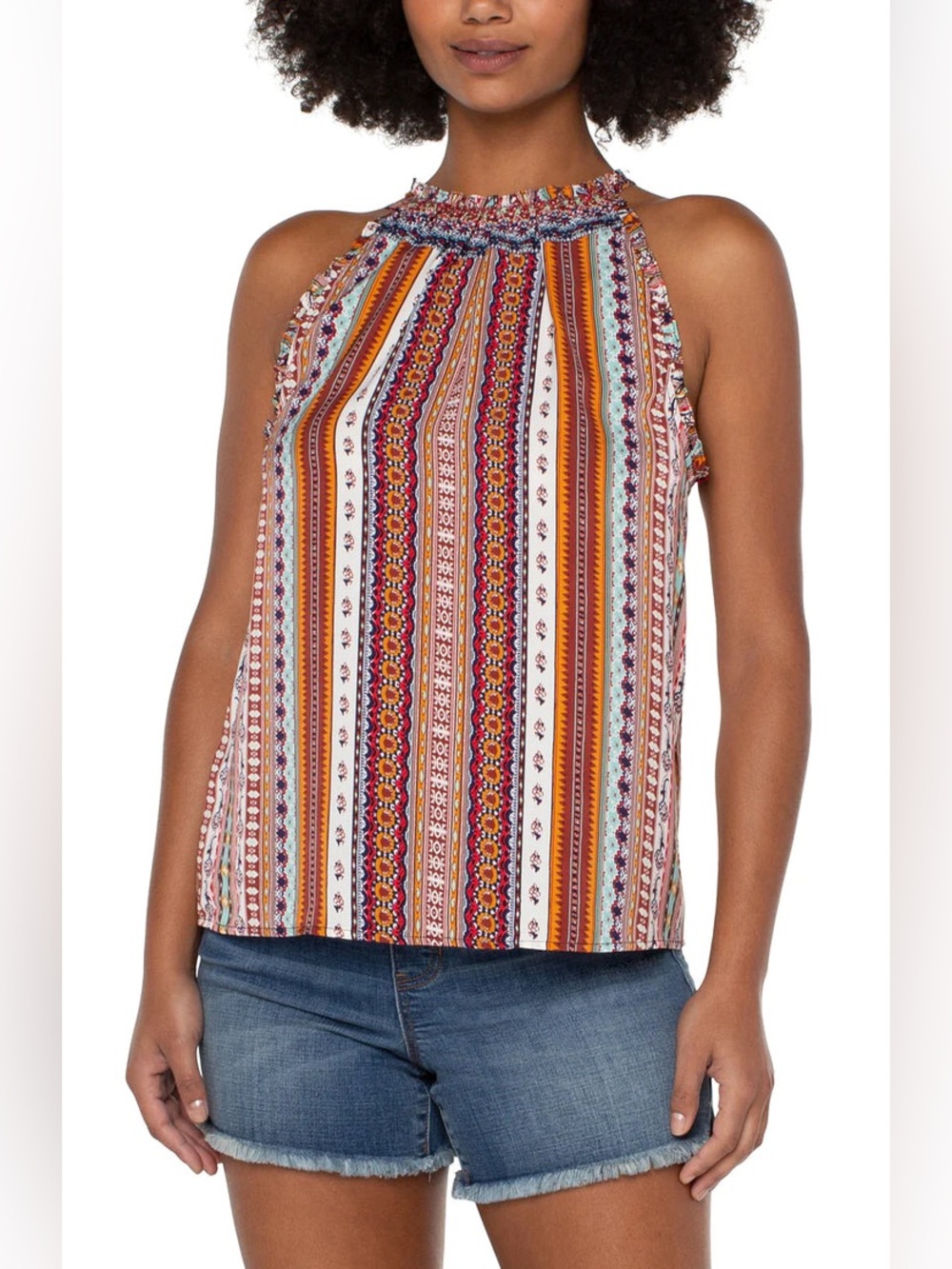 Liverpool Carousel Stripe Sleeveless Halter Top size Large